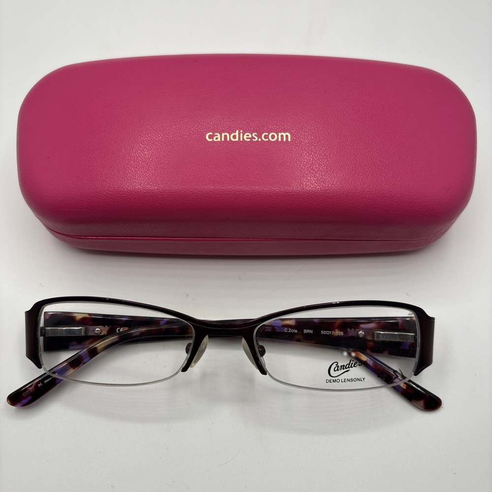 New Candie's C Zola Eyeglasses Frame Women's Brown Half Rim 50-17-135mm w/case